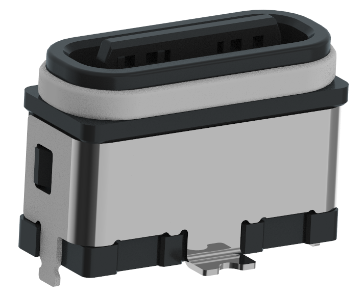 XB-ATCF-06-034 TYPE C 6P 立贴防水母座H=6.80mm(带钢片)(外壳3脚)(全塑U型)